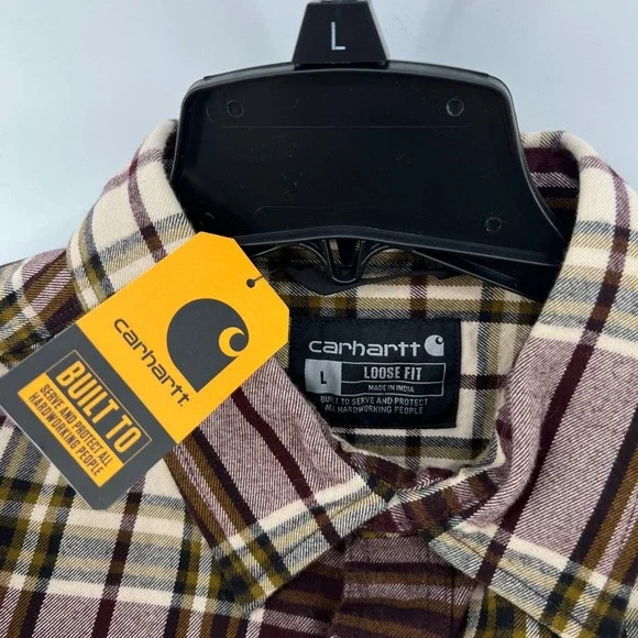 Carhartt TW4451-M Mens Large Loose Fit Heavyweight Flannel Long Sleeve Shirt New - Picture 3 of 9